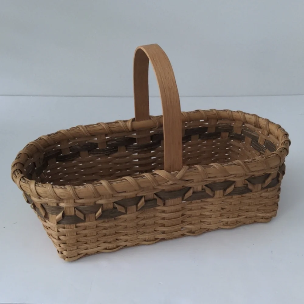 Harvest Basket Hand Crafted Wicker Basket Oblong Stationery Handle